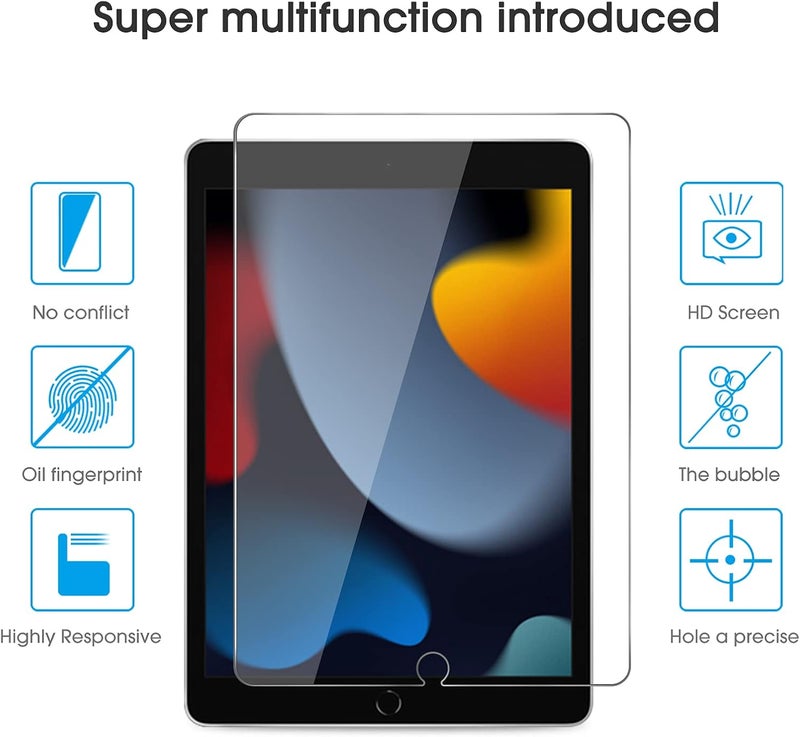 Omoton [2 Pack] Screen Protector Compatible with iPad 9th 8th 7th Generation (10.2 Inch, iPad 9/8/7, 2021&2020&2019) Tempered Glass/Apple Pencil Compatible - Image 2